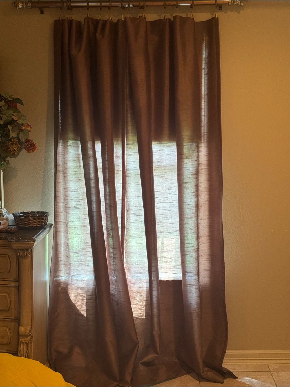 Source Unknown Brown Sheer Window Curtain 4 Panels for 2 windows.